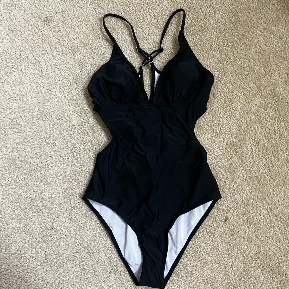 Black crisscross one piece